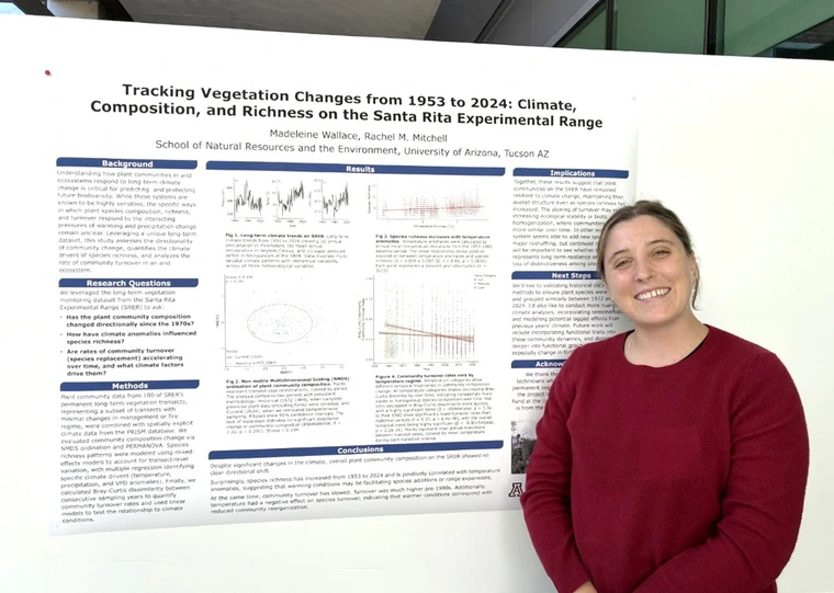 Maddie Wallace next to her poster