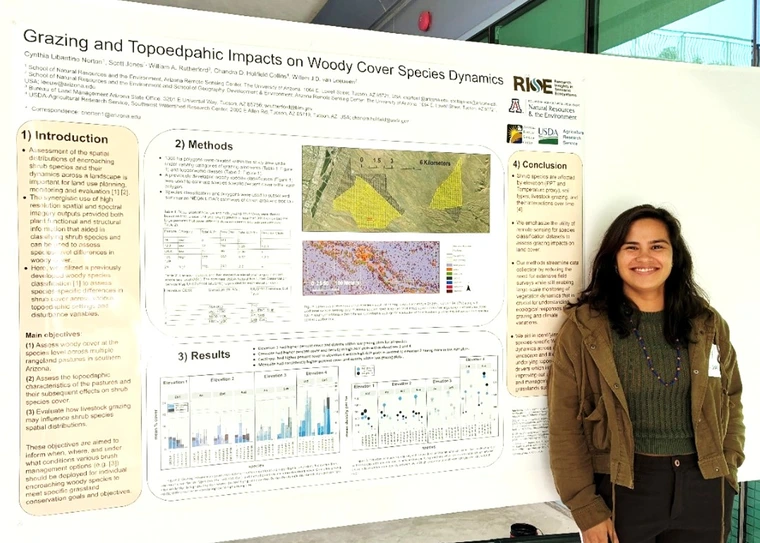 Cindy Norton next to her poster